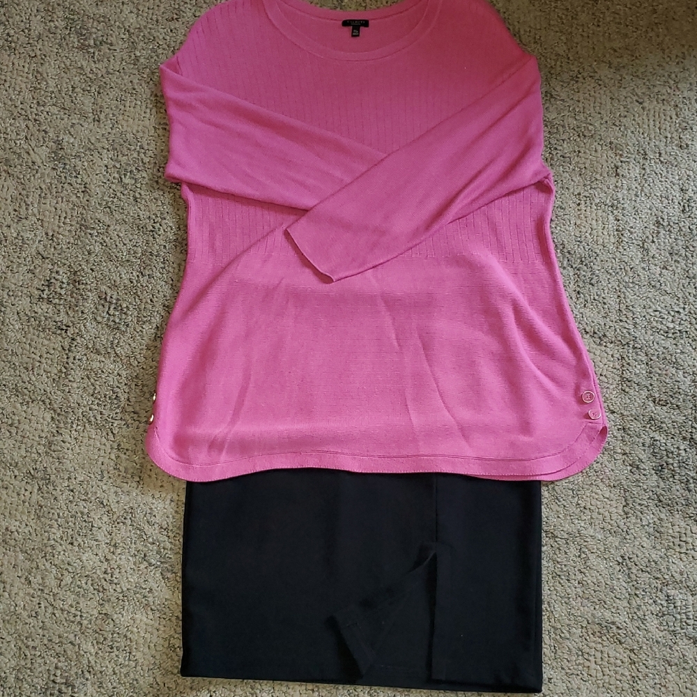 Talbots Pink Ribbed Long Sleeve Knit Top 1X